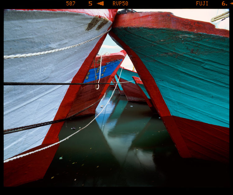 Fishing dhows (Indonesia). Pentax 67, 105mm f2.4, Fuji Velvia 50 film.
