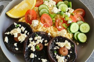 Grilled Mushrooms with Couscous Salad Photo @Kylie Day