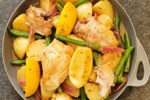 One Pan Lemon Chicken and Potatoes Photo @Kylie Day