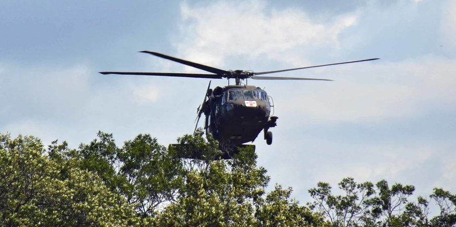 “At one point, a Blackhawk blew down a tree that blocked a trail.”