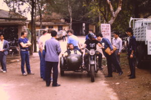 The Bear gets a final word of advice before demonstrating sidecar skills. Photo: The Bear