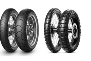 On the left, the new Tourance Next 2 tires. On the right, the new Karoo 4 tires. Photo: Metzeler