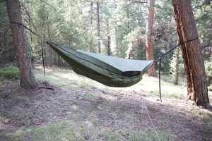 This Warbonnet hammock has an underquilt installed, which adds a lot of warmth. Photo: Warbonnet