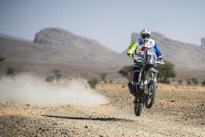 Charly Lopez catches air during the 2021 event Photo: Rallye du Maroc