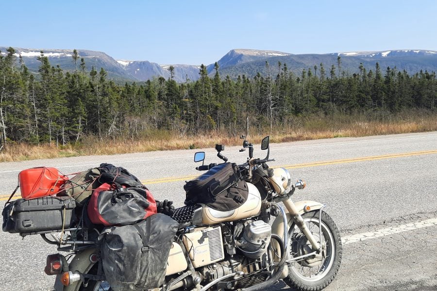 Nick's bike, roadside in Newfoundland. Photo: Nick Adams